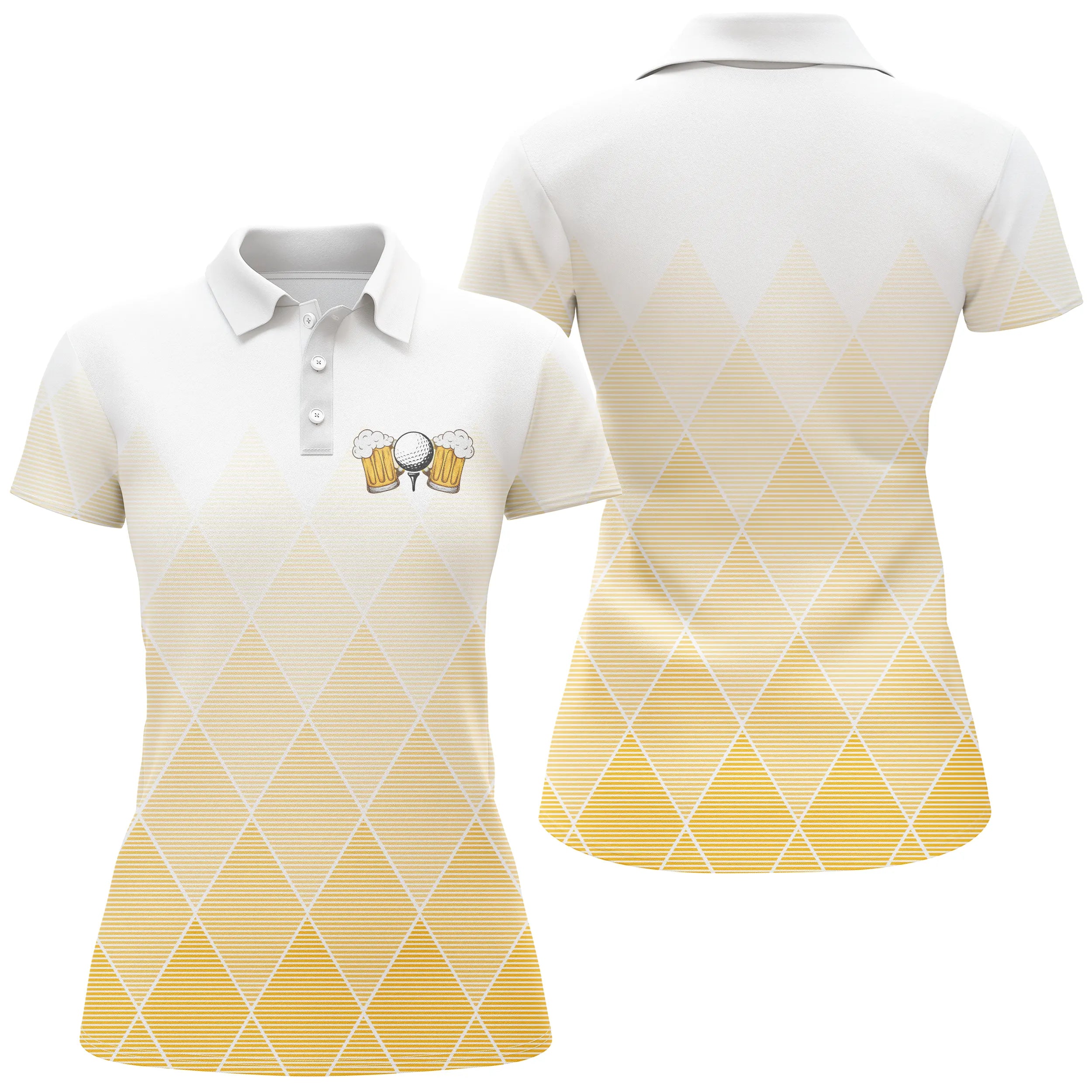 A Simple Golf Lover who Enjoys Apéritifs - White and Yellow Golf Polo Shirt, Perfect Gift for Golfers who also enjoy Apéritifs