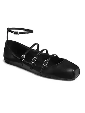 Alexander McQueen Cage Flat - Black Leather Flats | Shop Now at [Website Name]