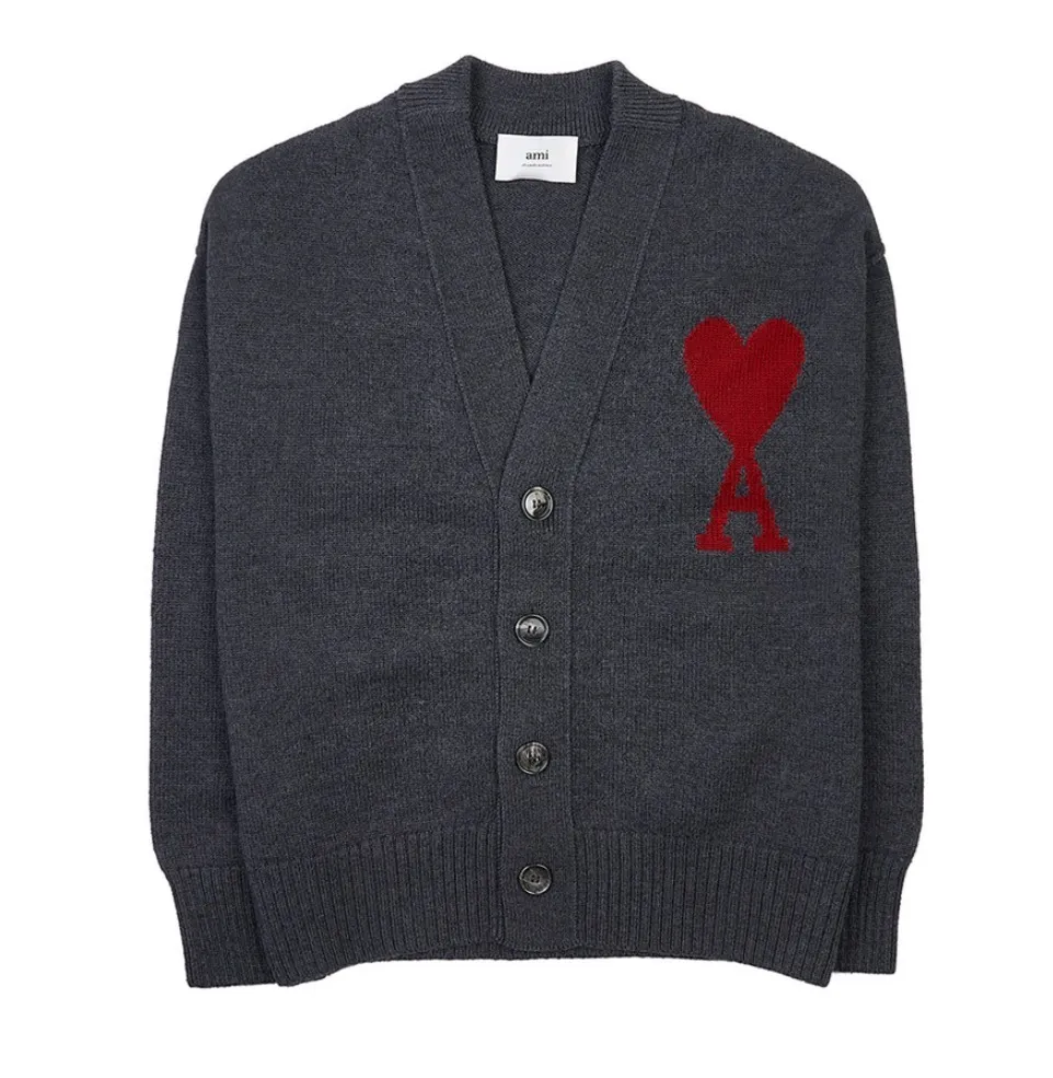 Unisex Wool Cardigans with Logo Design by AMI PARIS