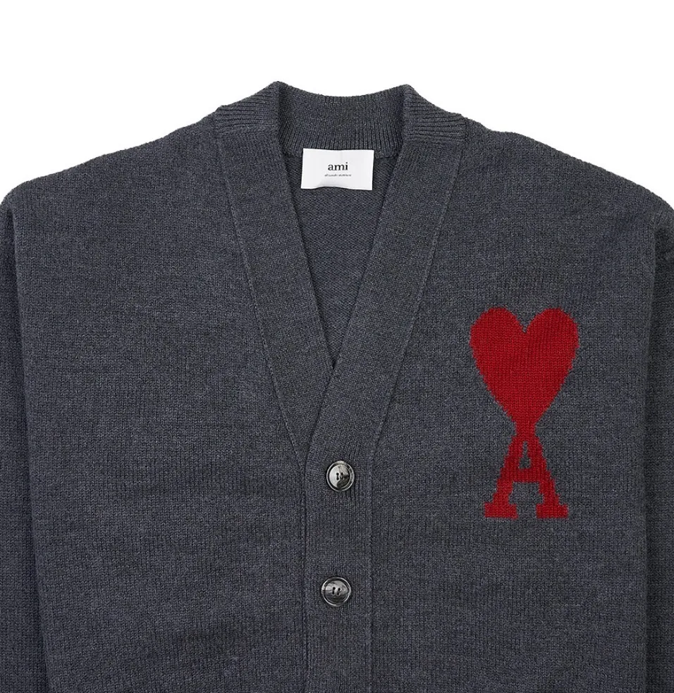 Unisex Wool Cardigans with Logo Design by AMI PARIS