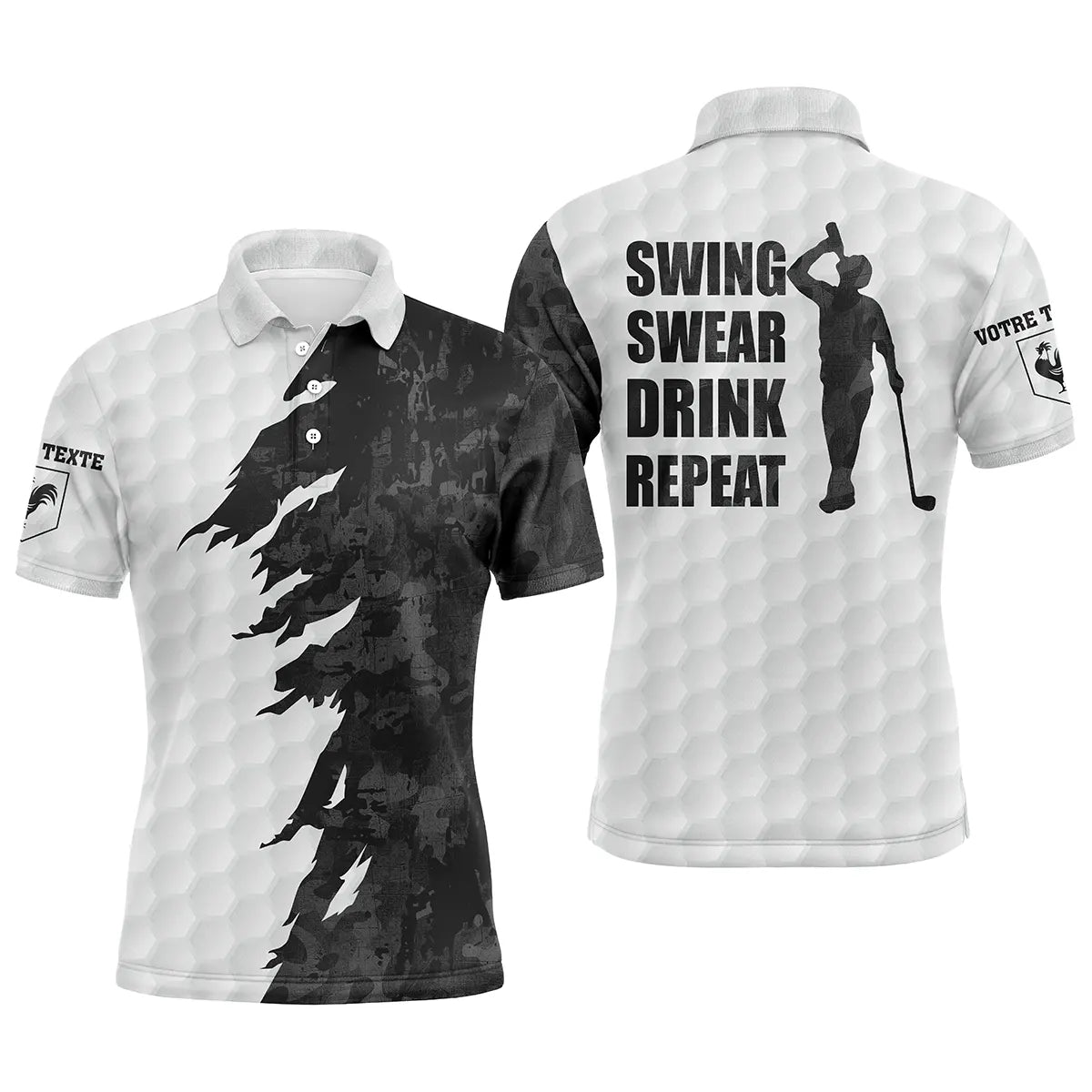 Best Personalized Golfer Gift, Men's Women's Sports Polo, Quick-Drying Polo, Camouflage Print White Black, Swing