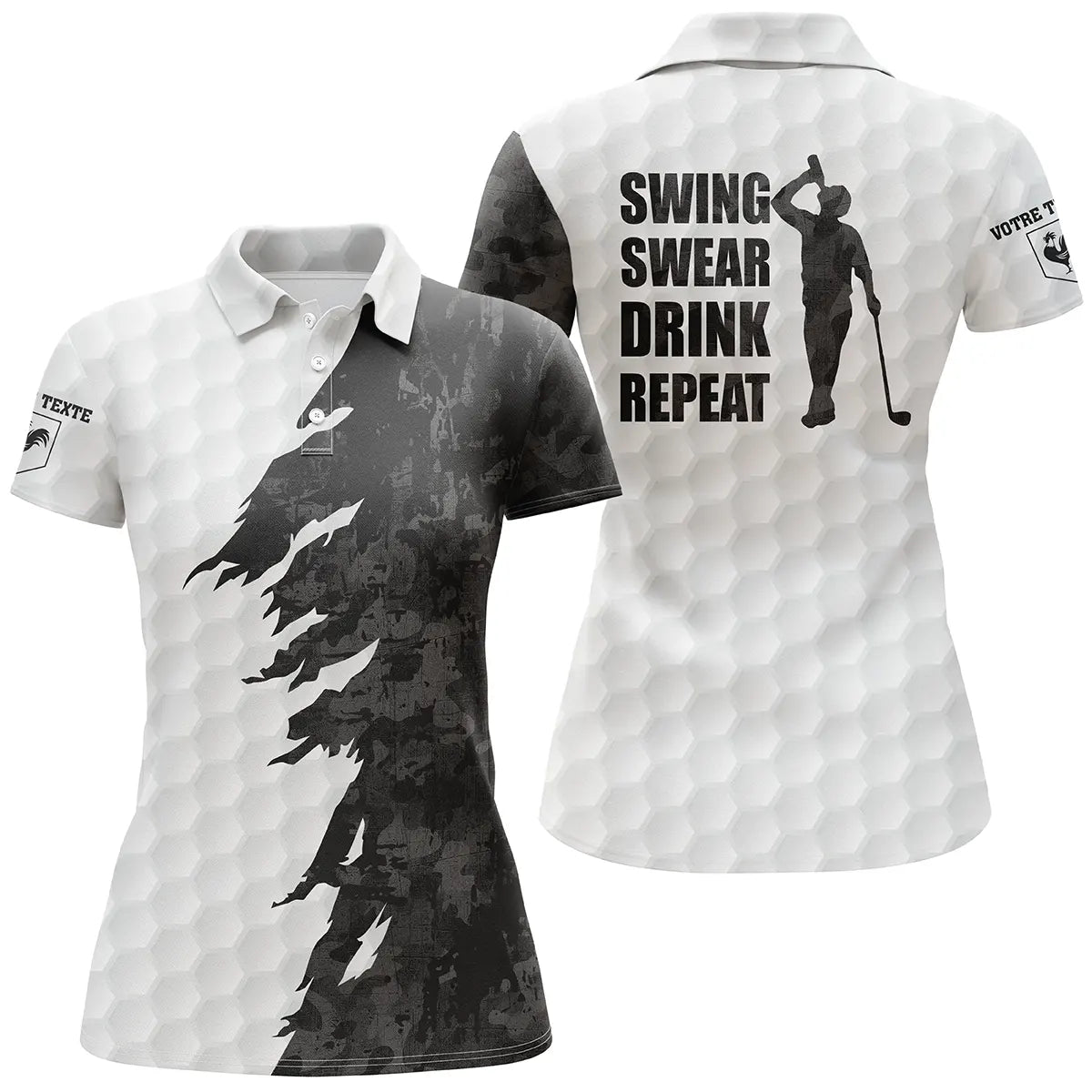 Best Personalized Golfer Gift, Men's Women's Sports Polo, Quick-Drying Polo, Camouflage Print White Black, Swing