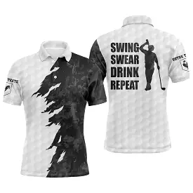 Best Personalized Golfer Gift, Men's Women's Sports Polo, Quick-Drying Polo, Camouflage Print White Black, Swing