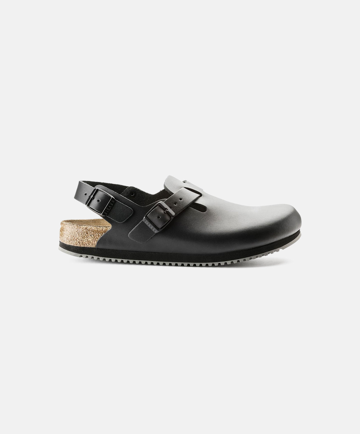 Birkenstock Black Leather Tokio Clogs - Supergrip.