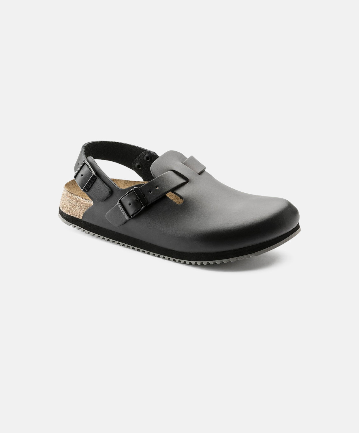 Birkenstock Black Leather Tokio Clogs - Supergrip.