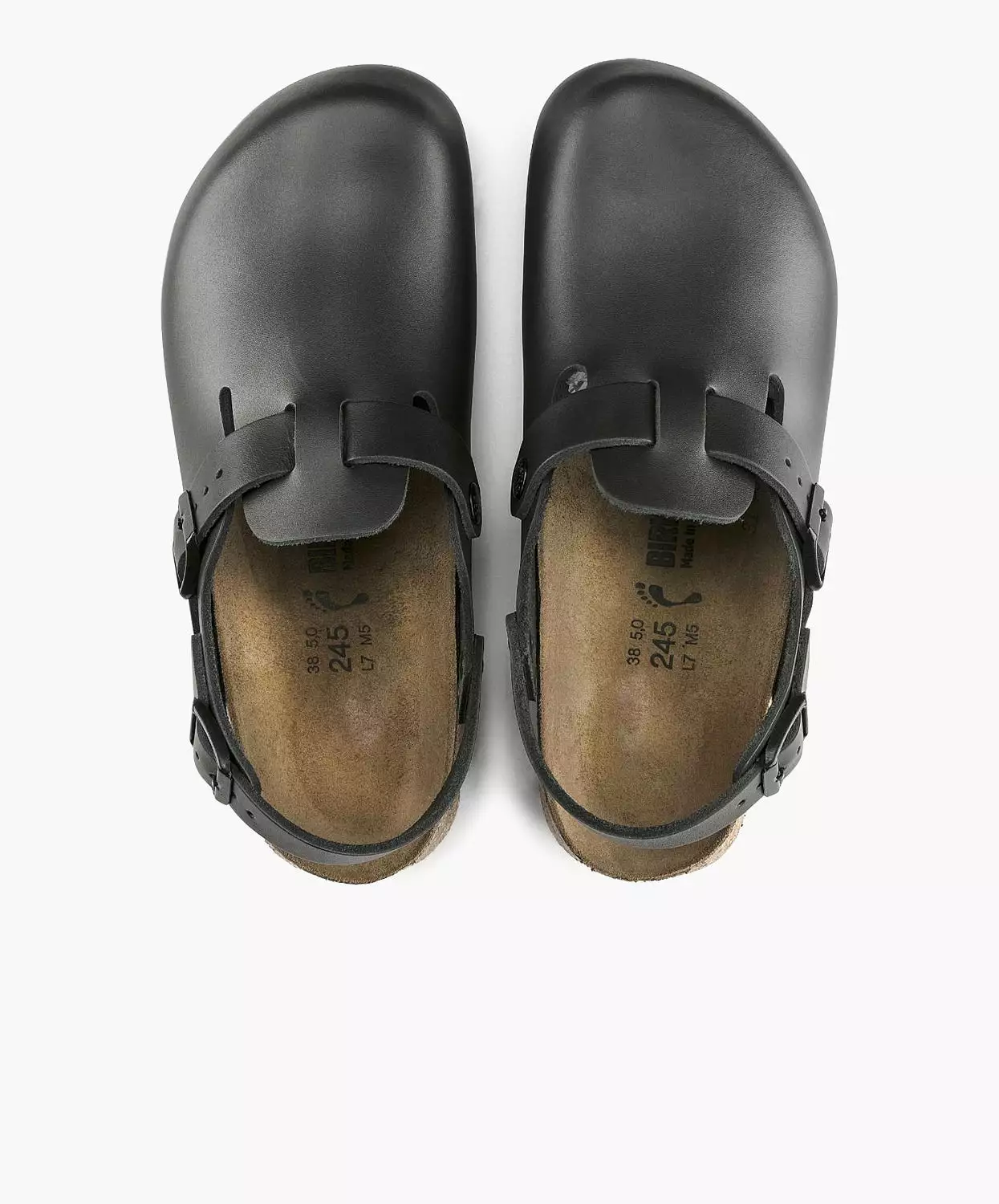 Birkenstock Black Leather Tokio Supergrip Clogs