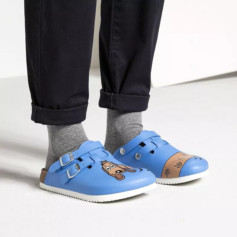 Birkenstock Blue Dog Flora Birkis Kay Clogs - Supergrip