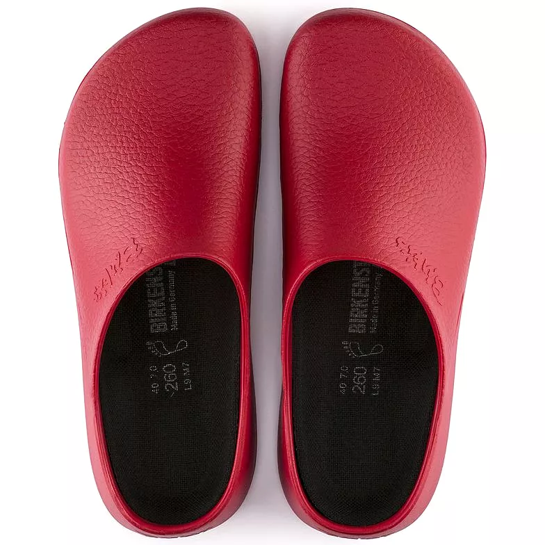 Birkenstock red clogs