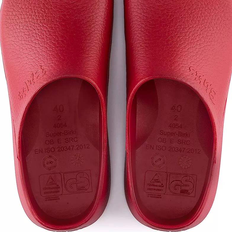 Birkenstock red clogs