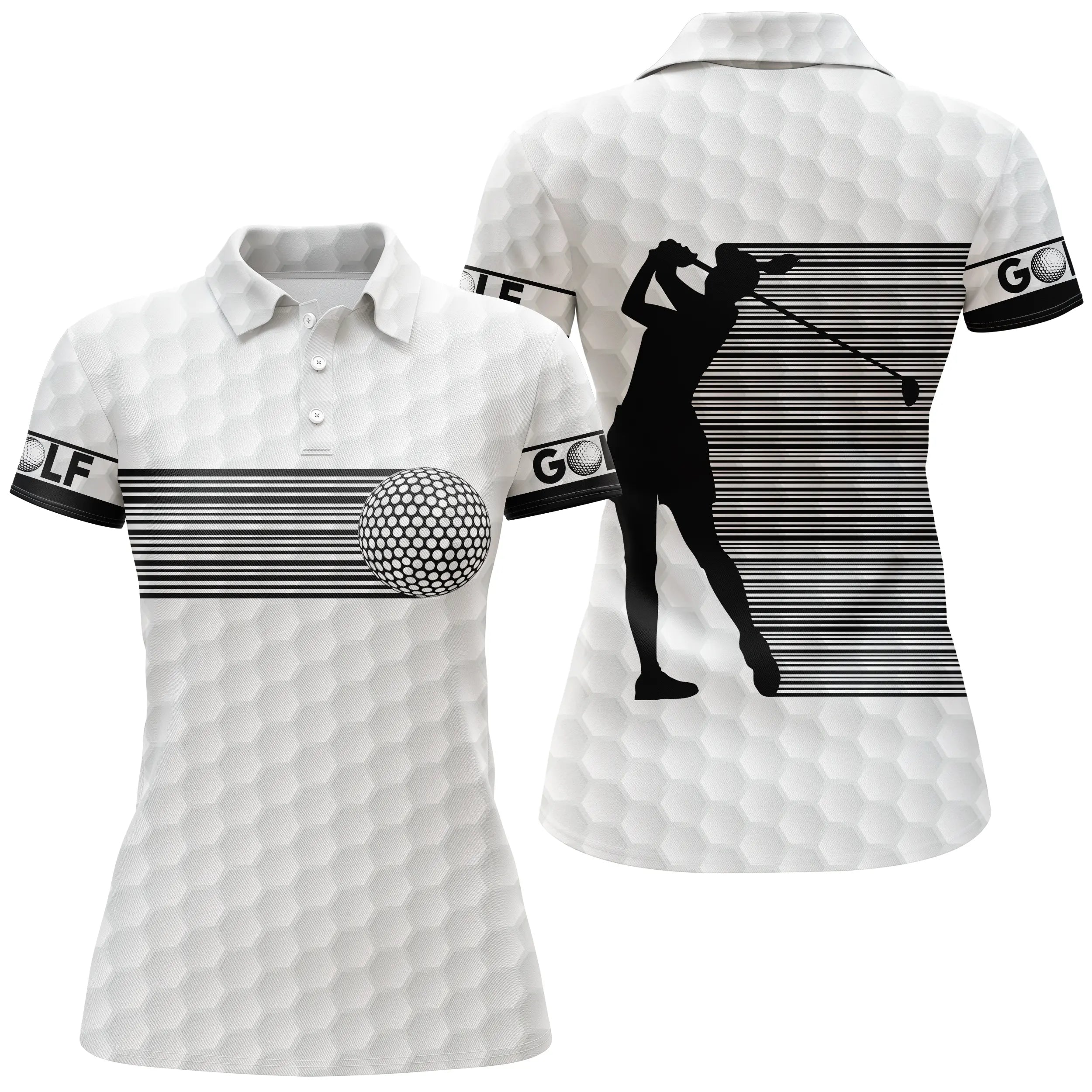 Black and White Striped Golf Polo, Barcode Golf Polo Shirt, Sport Polo Gift for Golf Fans, Unisex Golf Polo Shirt, Clothing