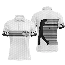 Black and White Striped Golf Polo, Barcode Golf Polo Shirt, Sport Polo Gift for Golf Fans, Unisex Golf Polo Shirt, Clothing