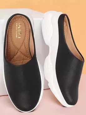 Black Back Open Slip On Mules Shoes for Women