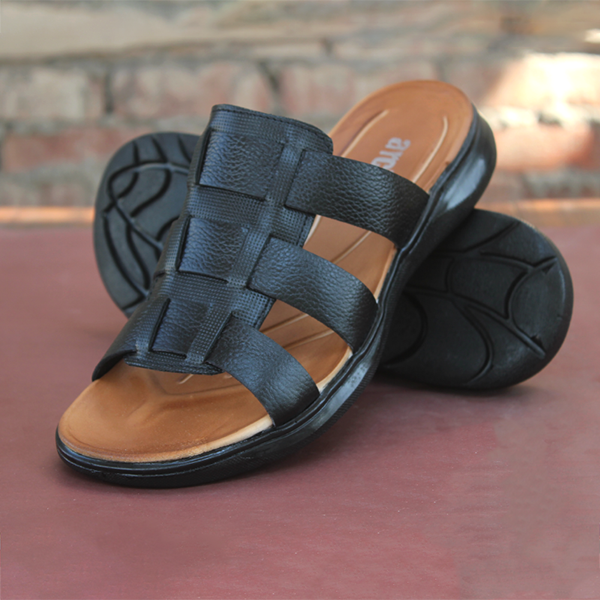 Black comfortable men's slippers.