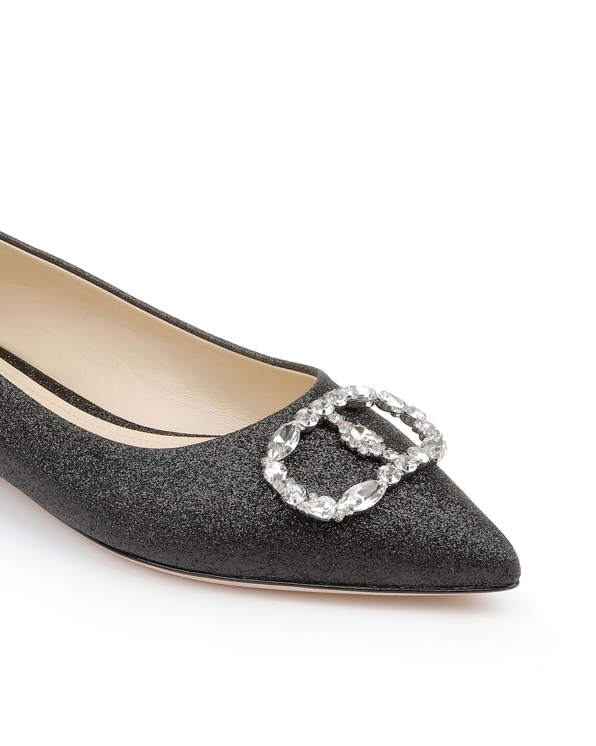 black glitter ballerina shoes