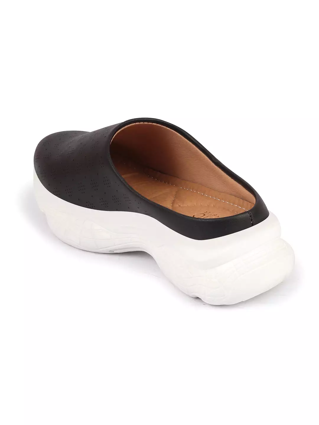 Black Slip On Mules Shoes for Women with Classic Open Back Design