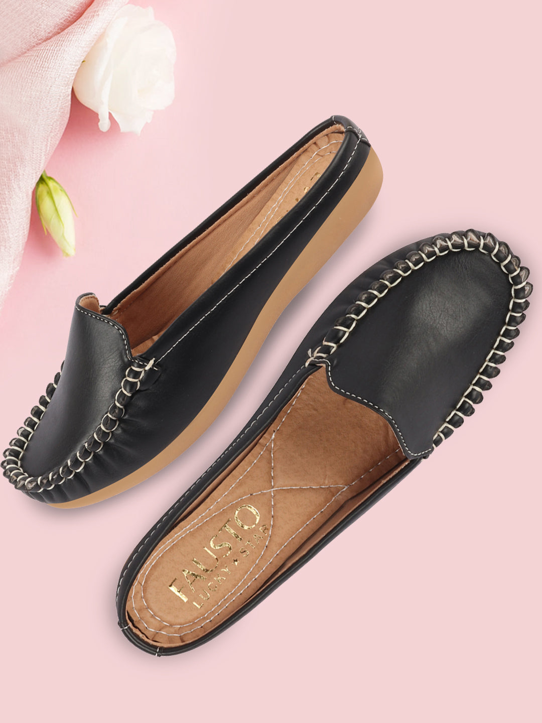 Black Slip On Mules Shoes for Women