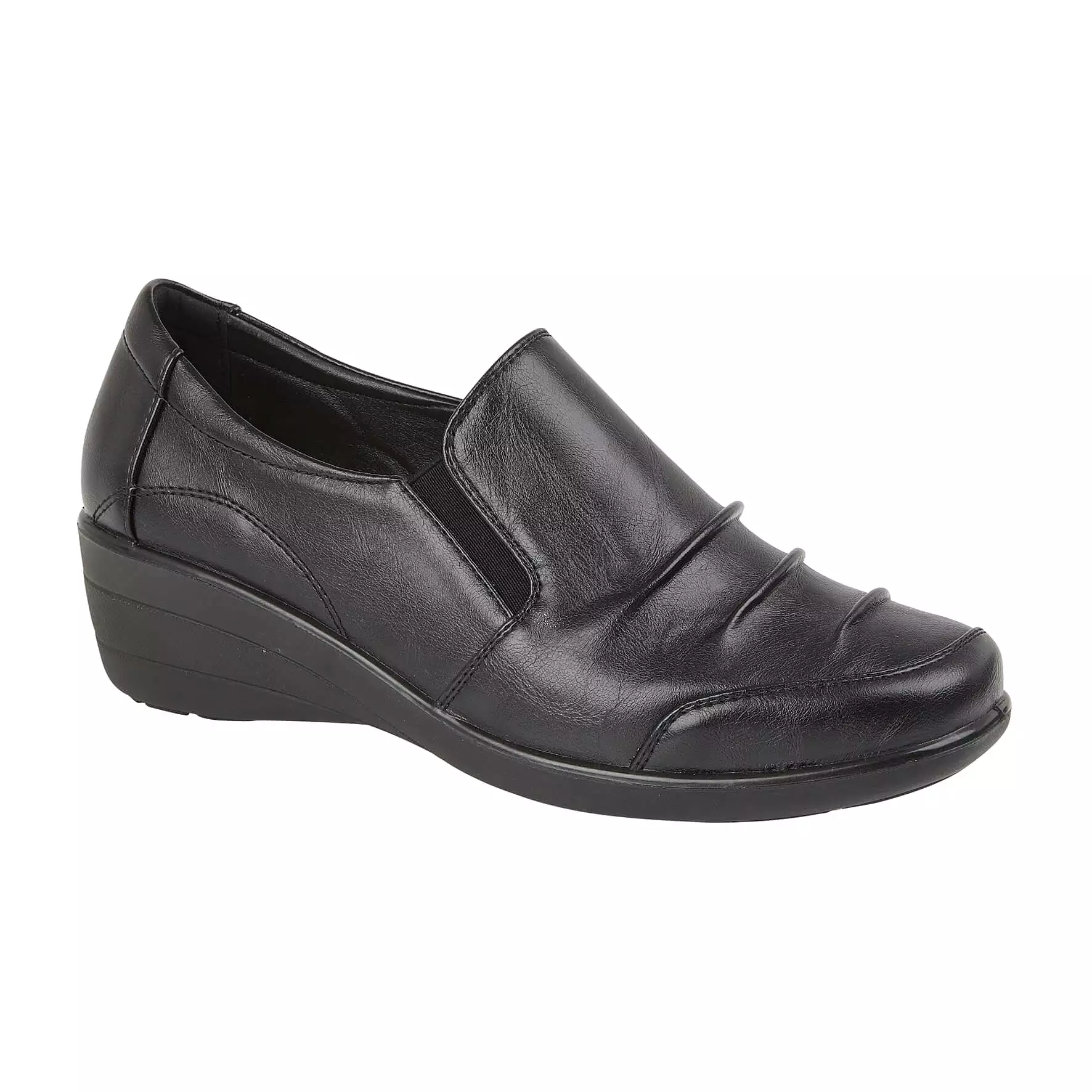 Black Slip On Wedge Work Shoe - Beatrice - Women's