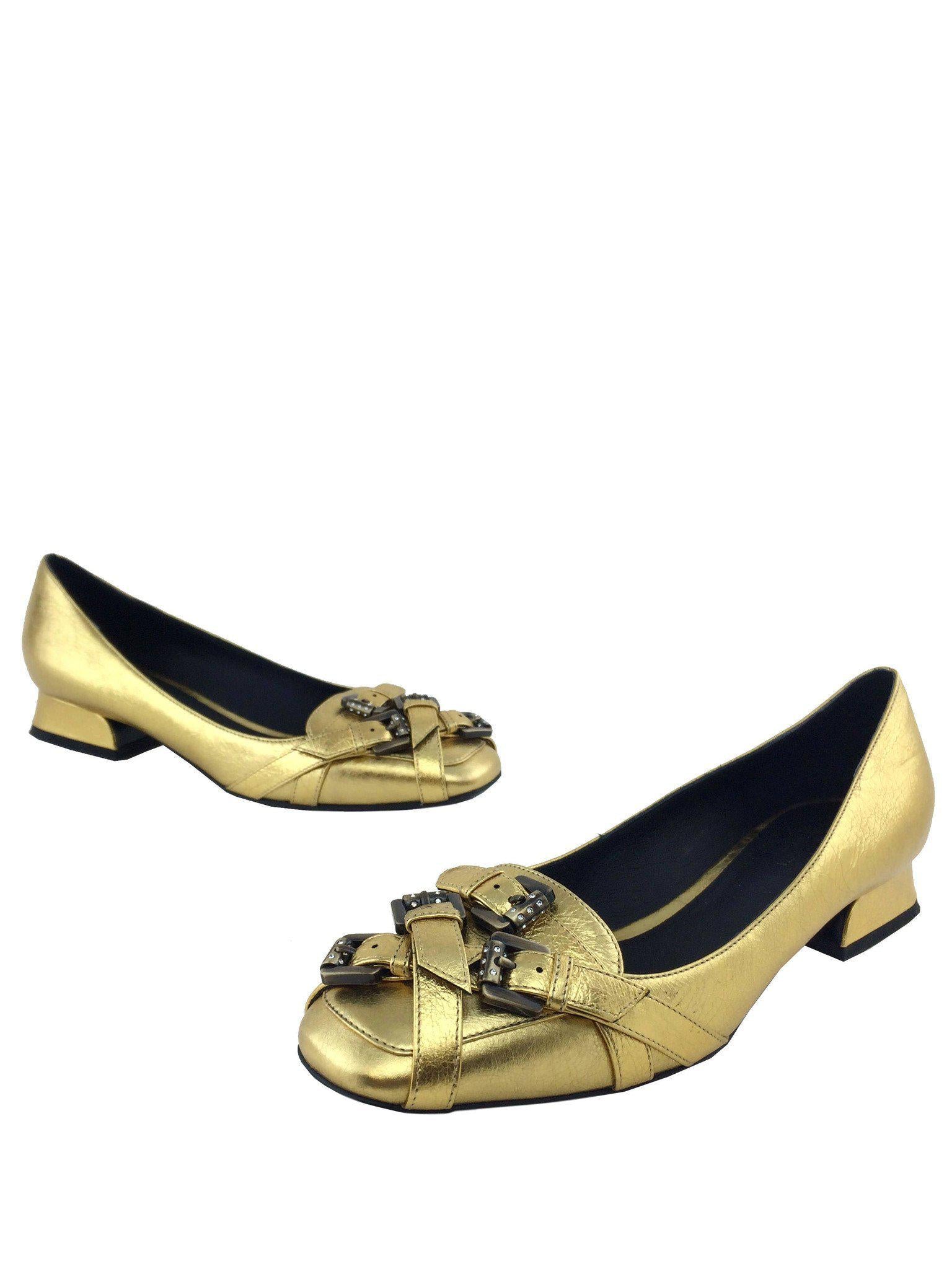 Bottega Veneta Metallic Leather Ballerinas 7.5 Embellished