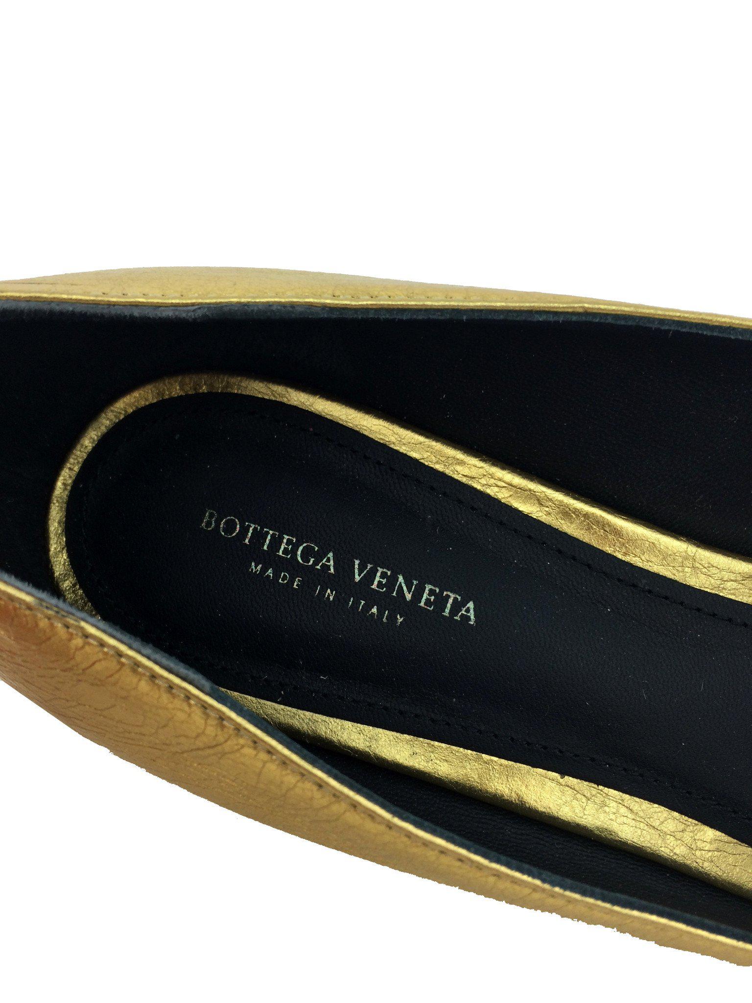 Bottega Veneta Metallic Leather Ballerinas 7.5 Embellished