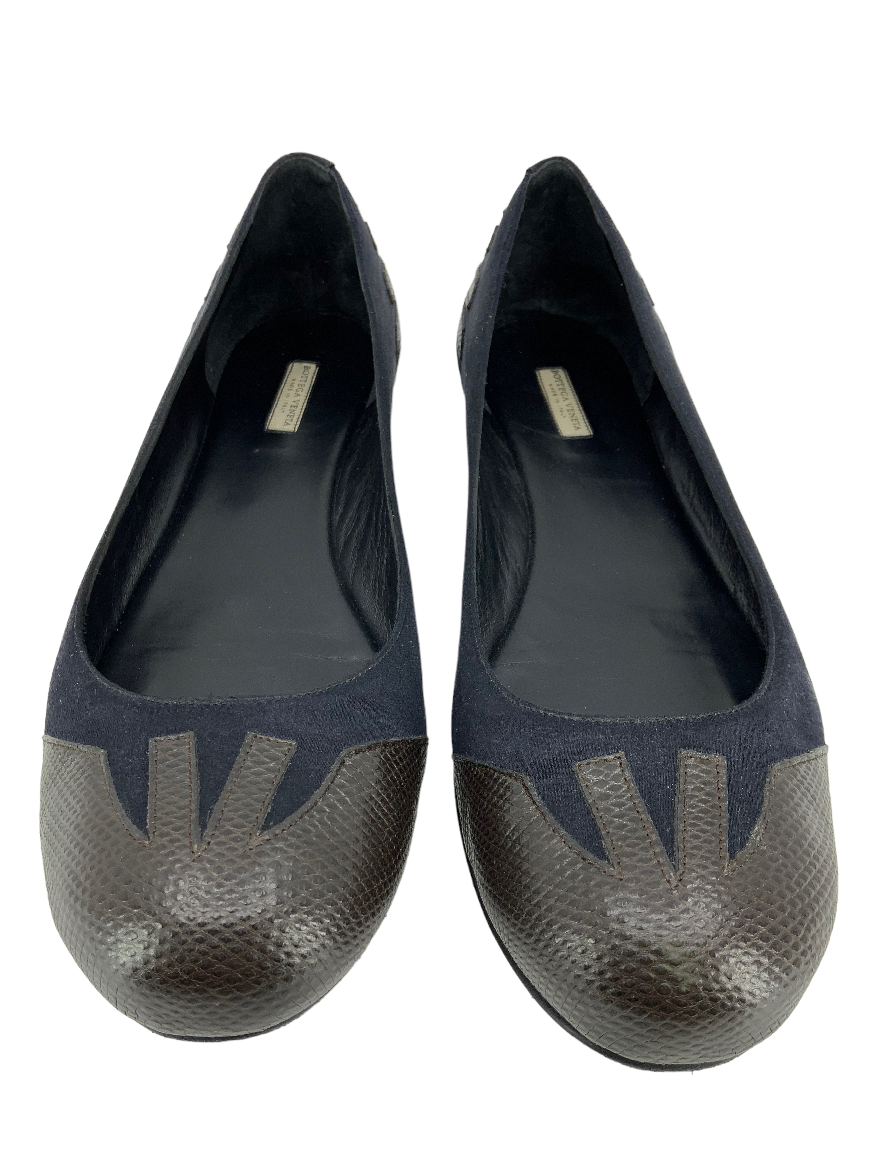 Bottega Veneta Satin Lizard Ballet Flats Size 9.5 for Sale - Best Price Guarantee