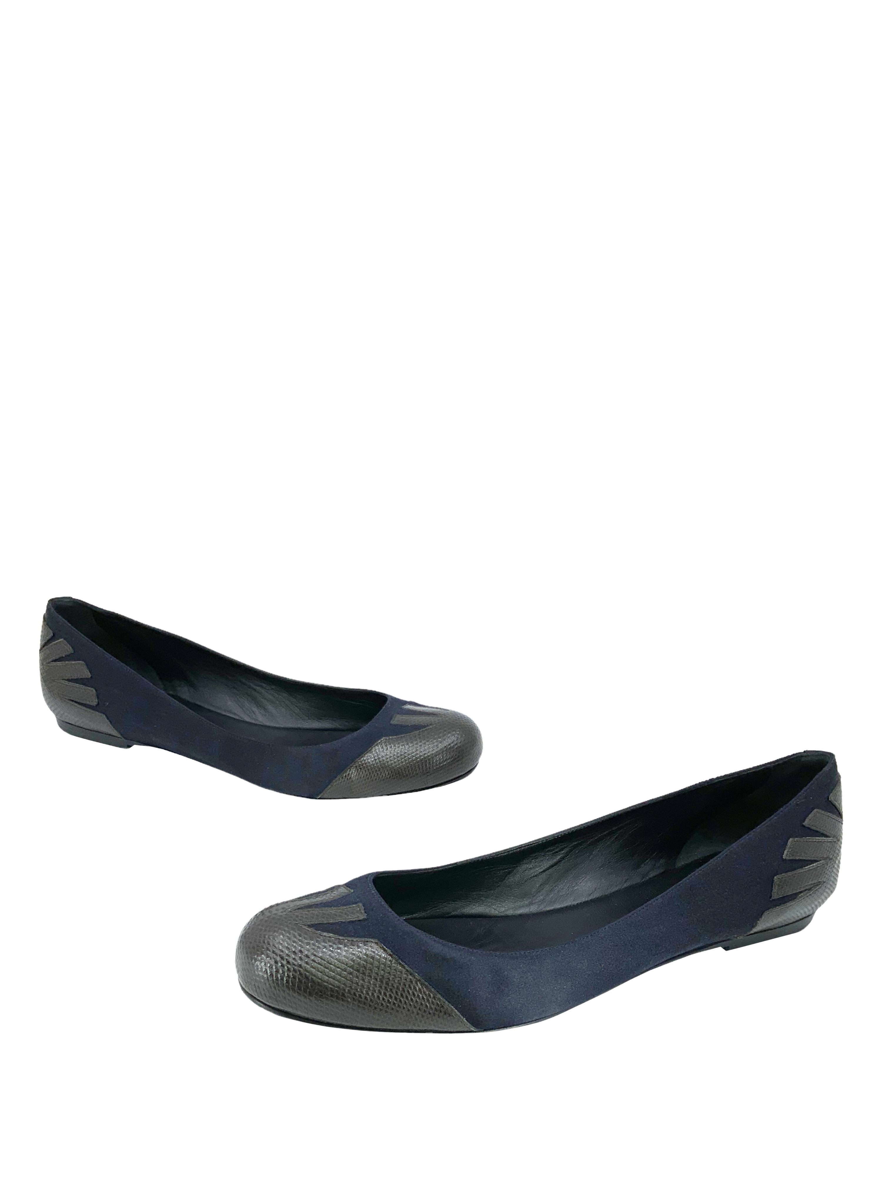 Bottega Veneta Satin Lizard Ballet Flats Size 9.5 for Sale - Best Price Guarantee