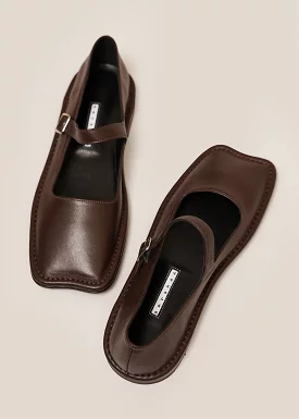 Brown Maryjane Flats - Bomi