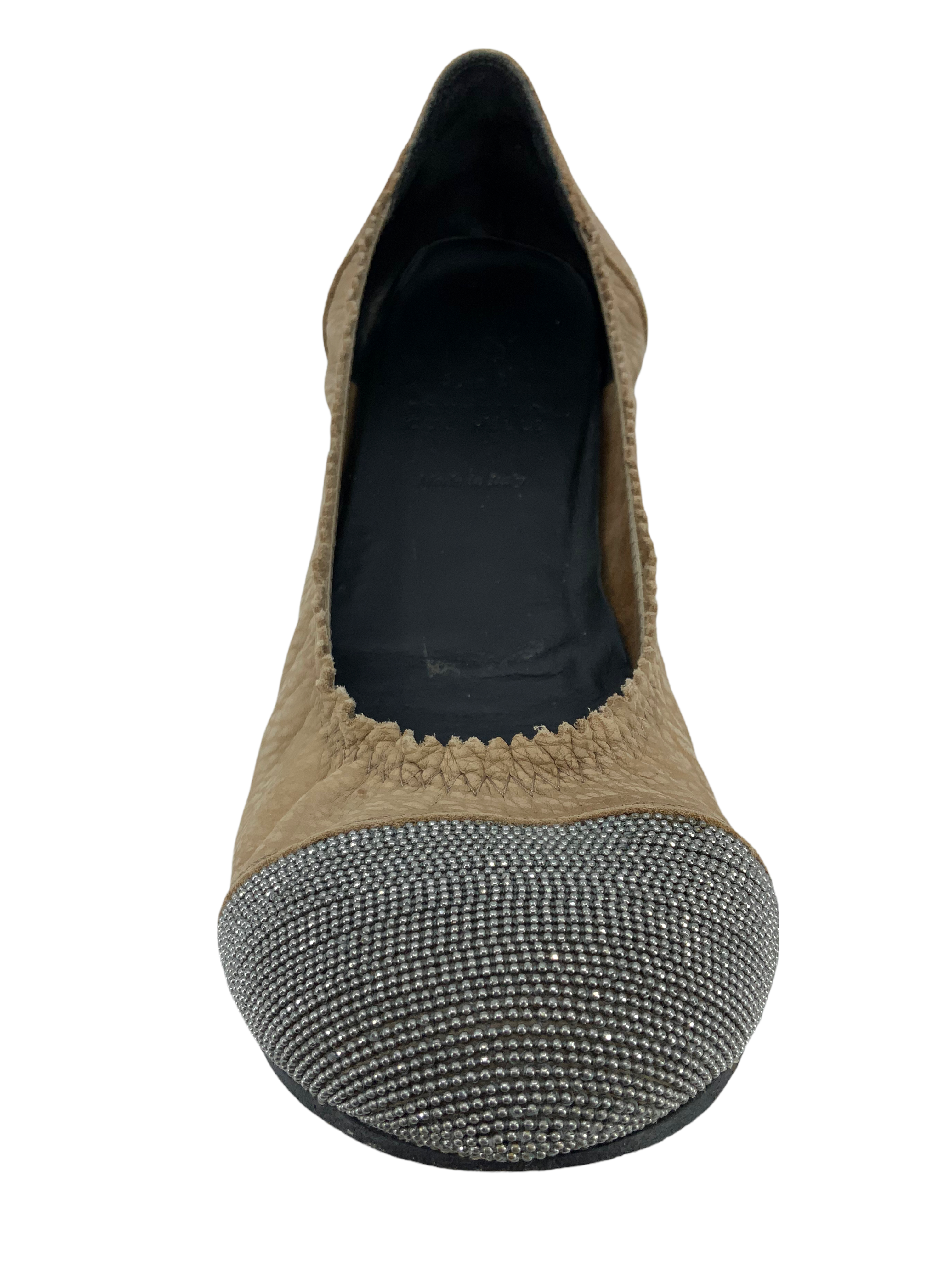 Brunello Cucinelli Monili Cap-Toe Ballerina Flats - Size 7.5 | Shop now!