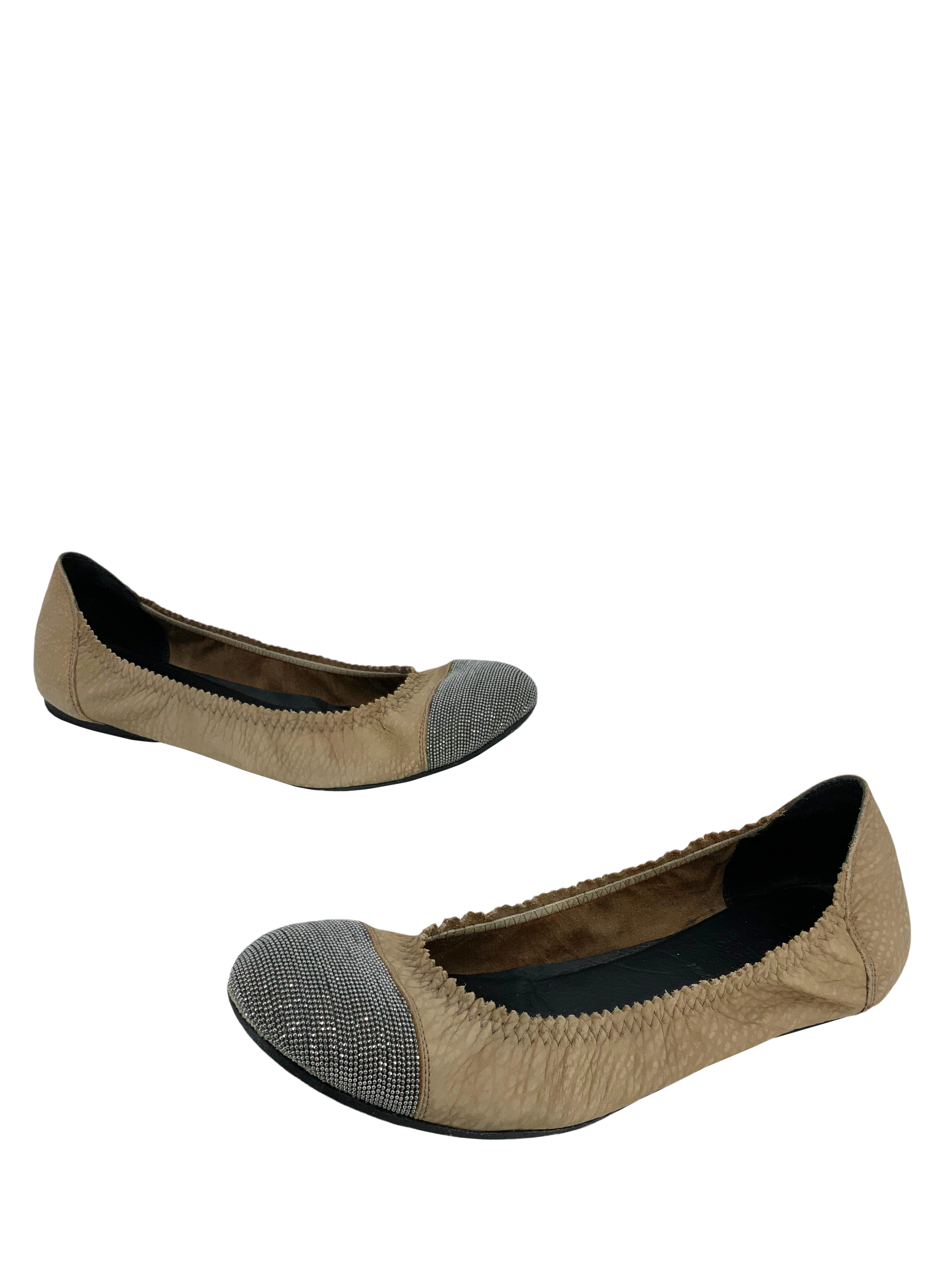 Brunello Cucinelli Monili Cap-Toe Ballerina Flats - Size 7.5 | Shop now!