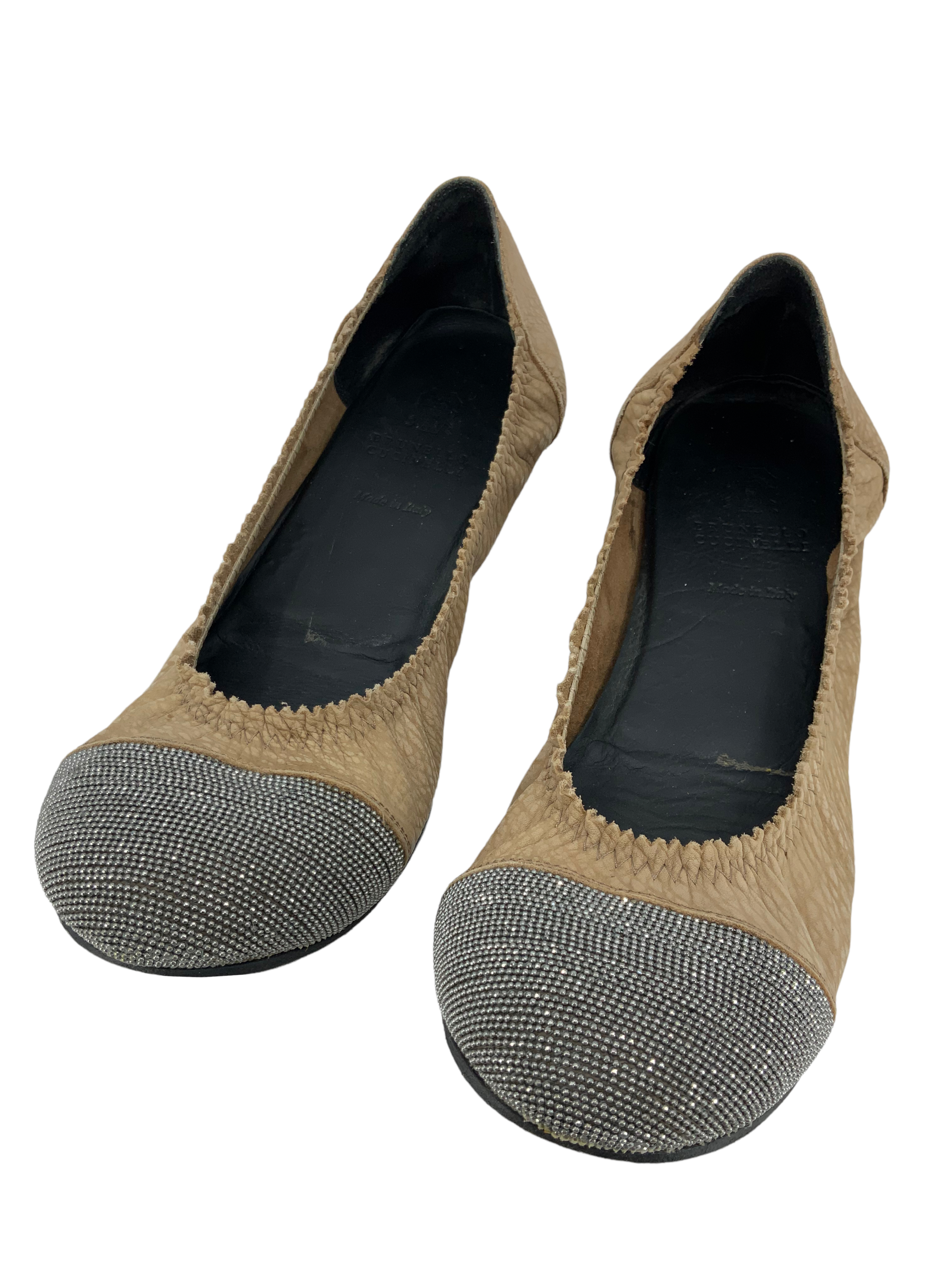 Brunello Cucinelli Monili Cap-Toe Ballerina Flats - Size 7.5 | Shop now!