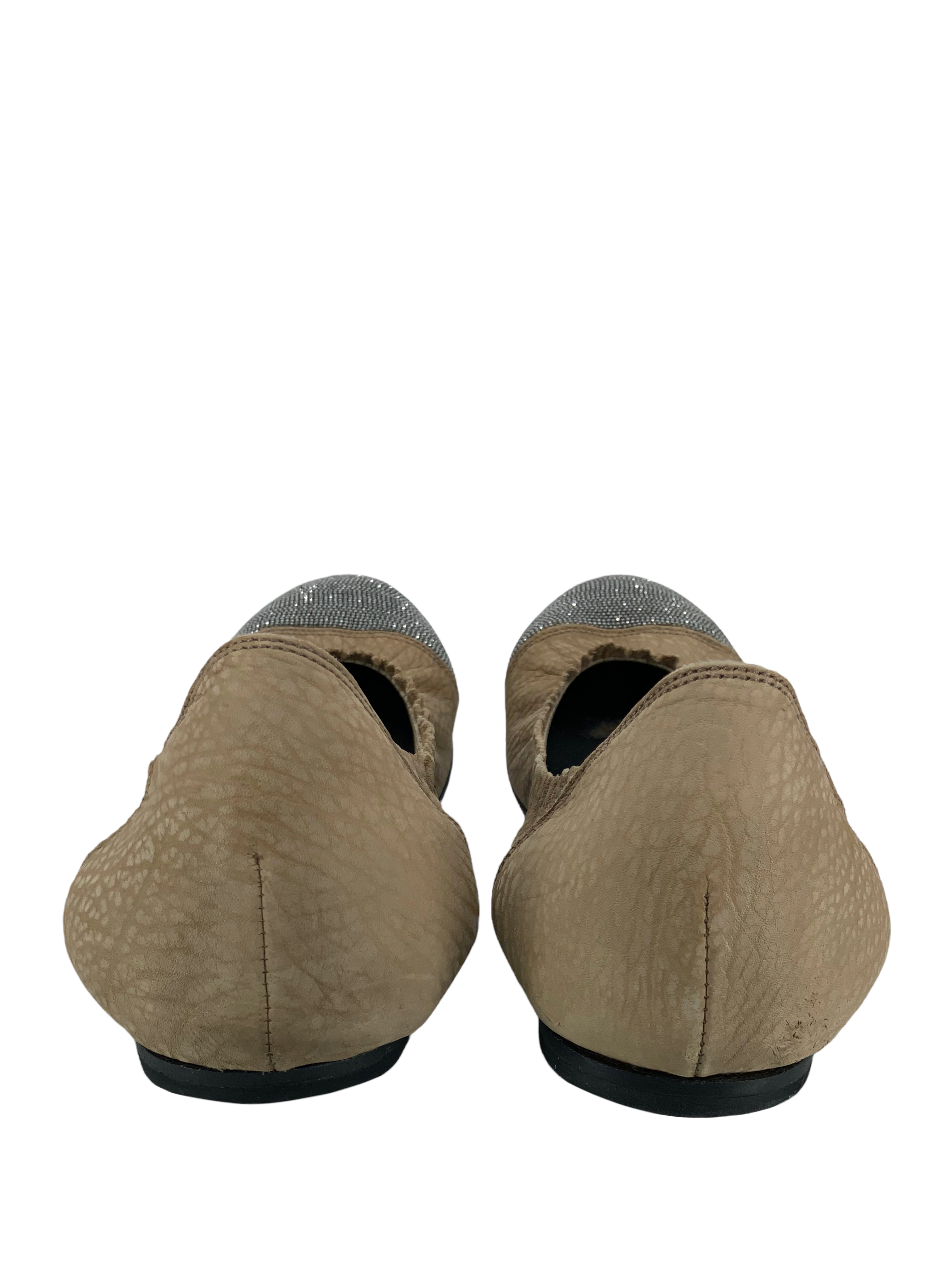 Brunello Cucinelli Monili Cap-Toe Ballerina Flats - Size 7.5 | Shop now!