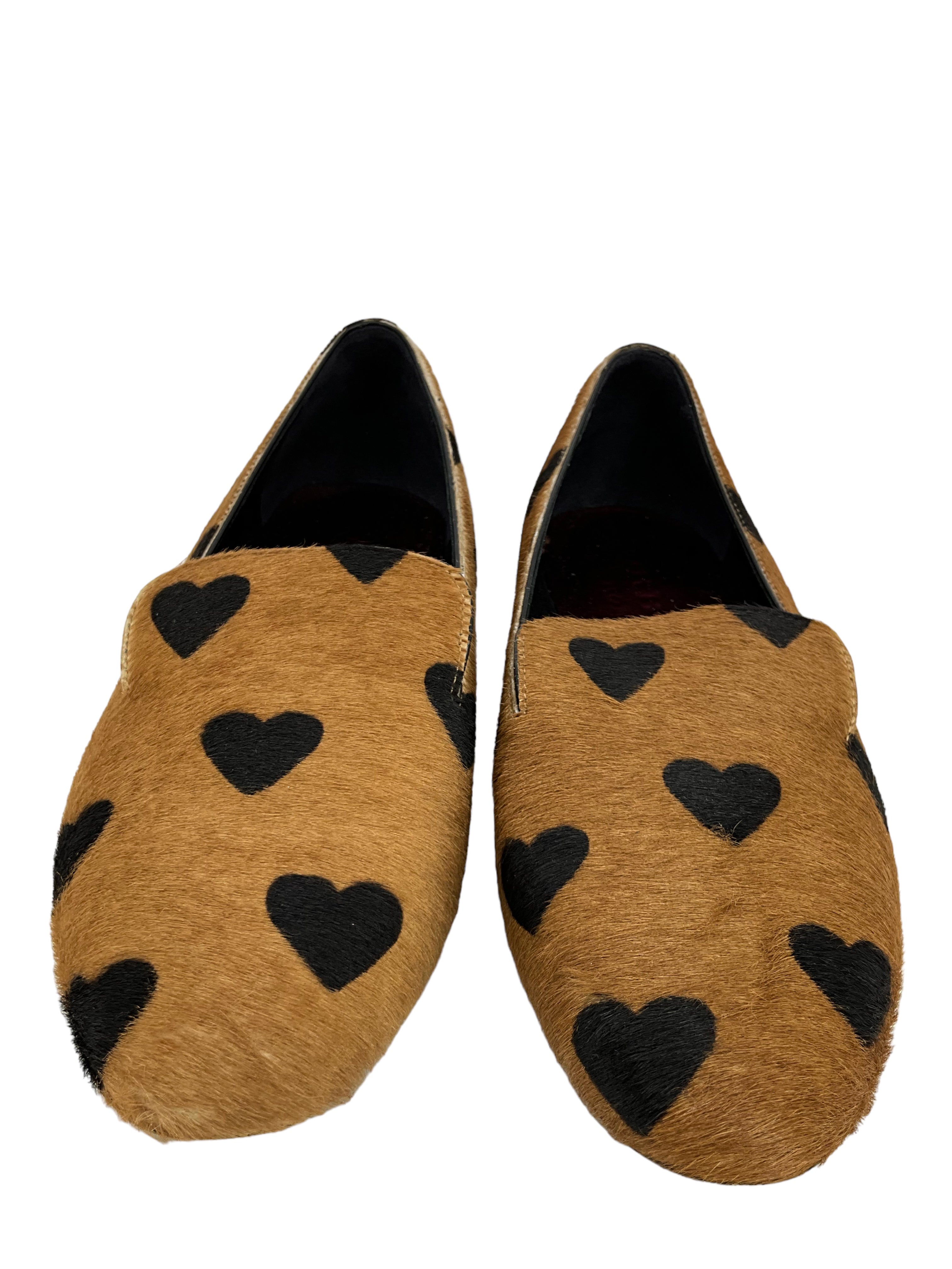 Burberry Heart Print Pony Hair Flats - Size 7.5