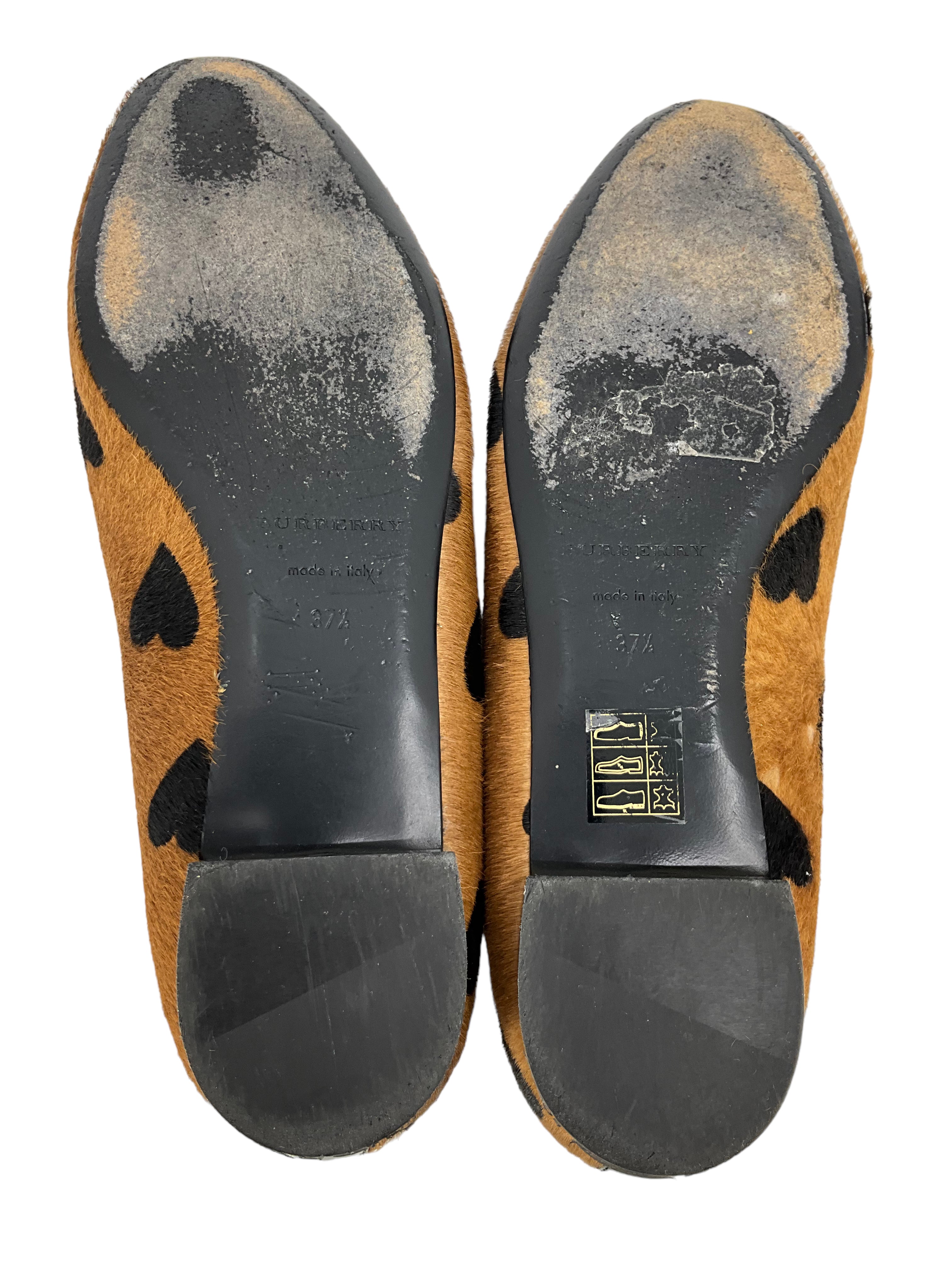 Burberry Heart Print Pony Hair Flats - Size 7.5