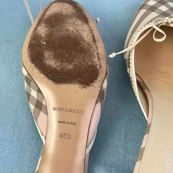 Burberry Low Heel Mules Shoes - Tan Plaid