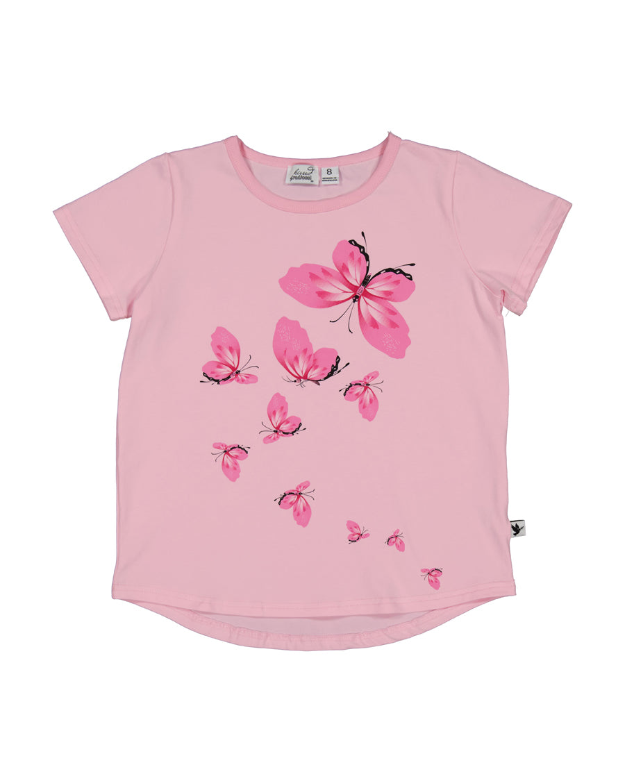 Butterfly Flutter Tee with Kissed Design