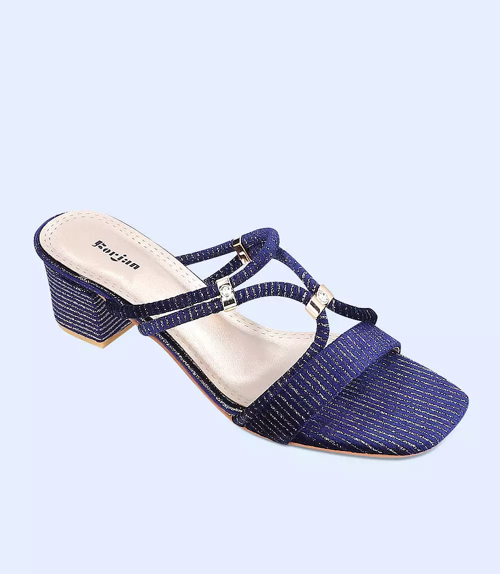 BW5871 - Blue Formal Slipper Heels for Women