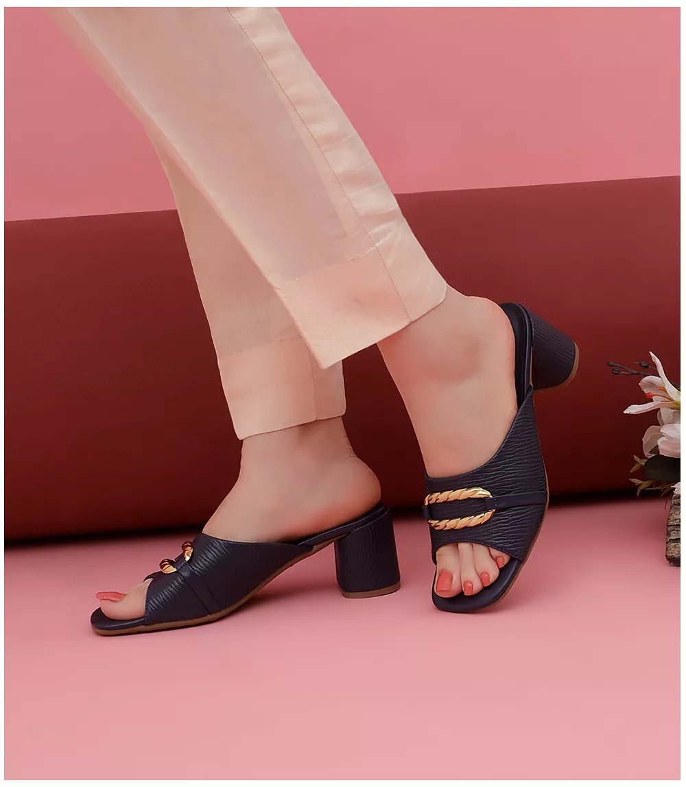 BW7331-NAVY-Women Slipper Heels