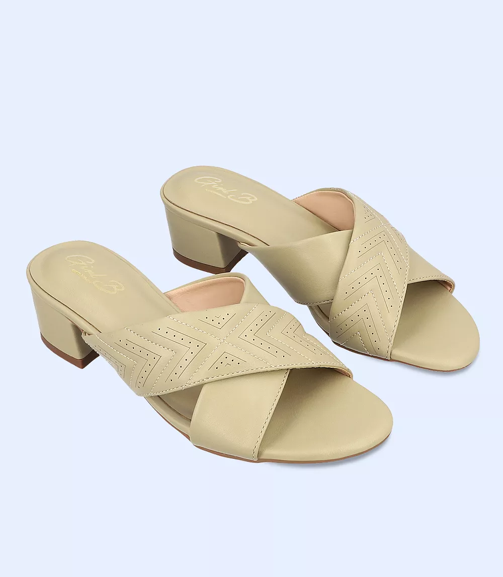 BW7335 Light Green Casual Slipper Heels Women