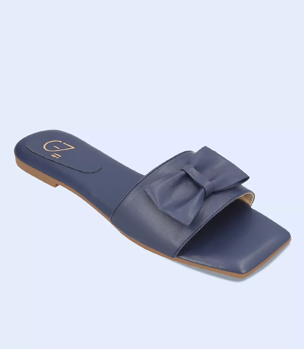 BW7455-BLUE-Women Casual Slipper - Women's Blue Casual Slipper