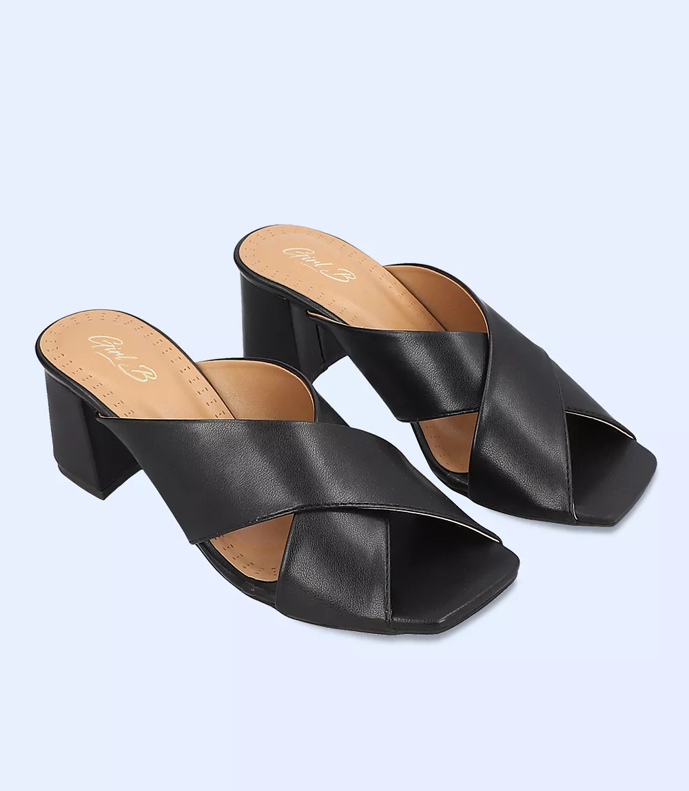 BW7750 Black Women's Slipper Heels