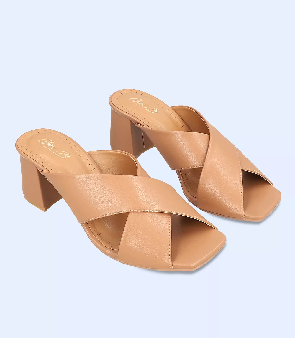 BW7750 Khaki Slipper Heels for Women