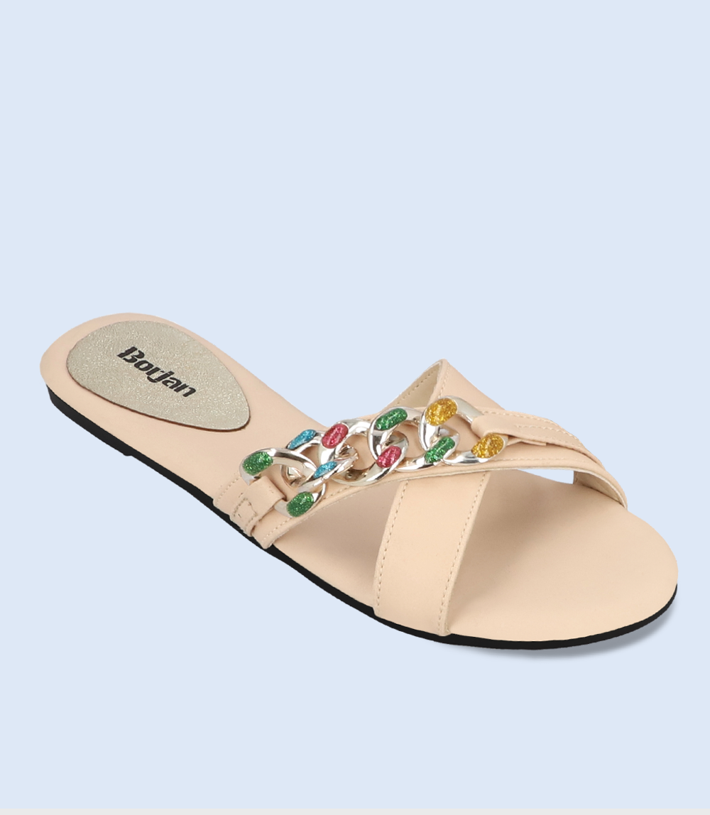 BW8045 Beige Women Slipper Casual