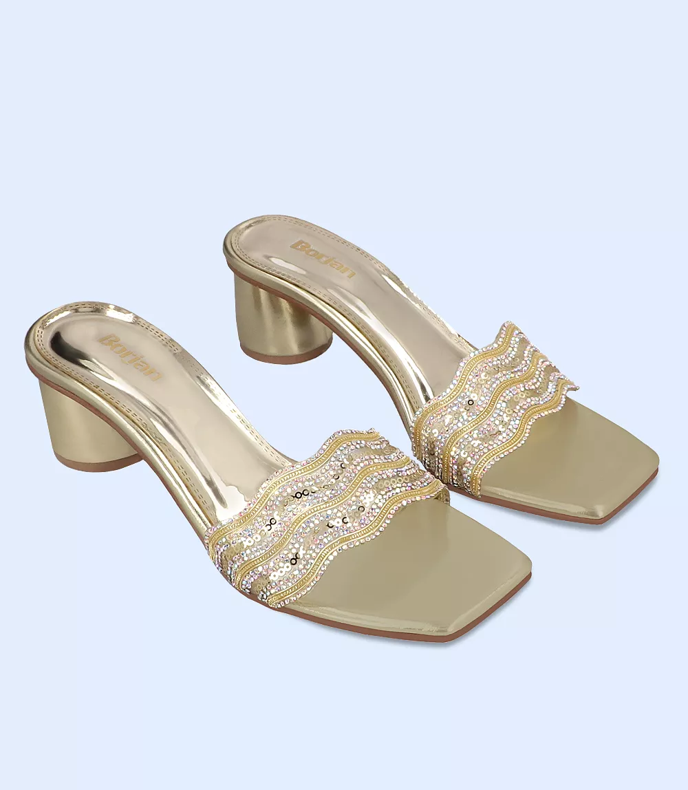 BW8687 - Dull Gold Women's Formal Slipper Heels