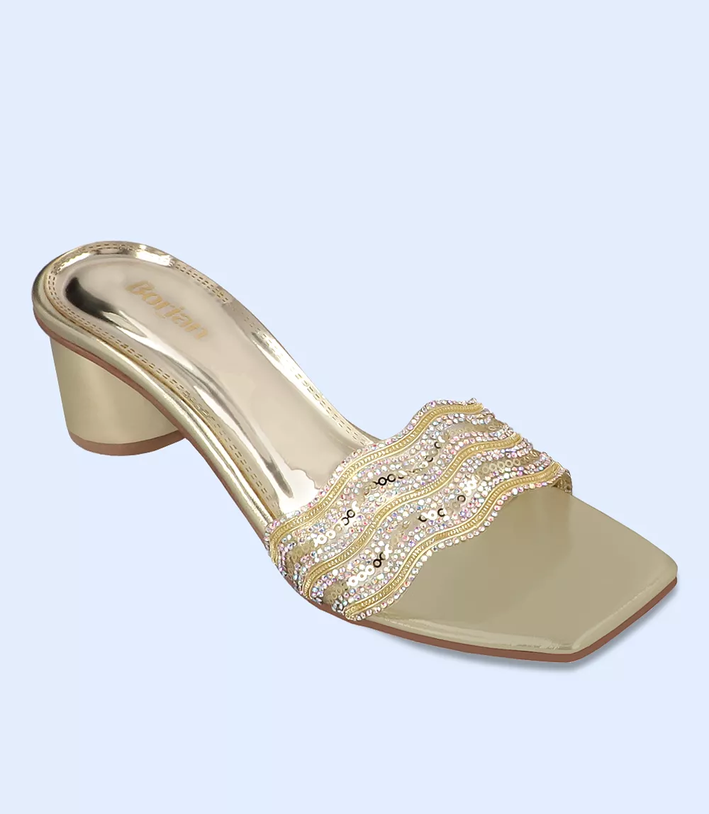 BW8687 - Dull Gold Women's Formal Slipper Heels