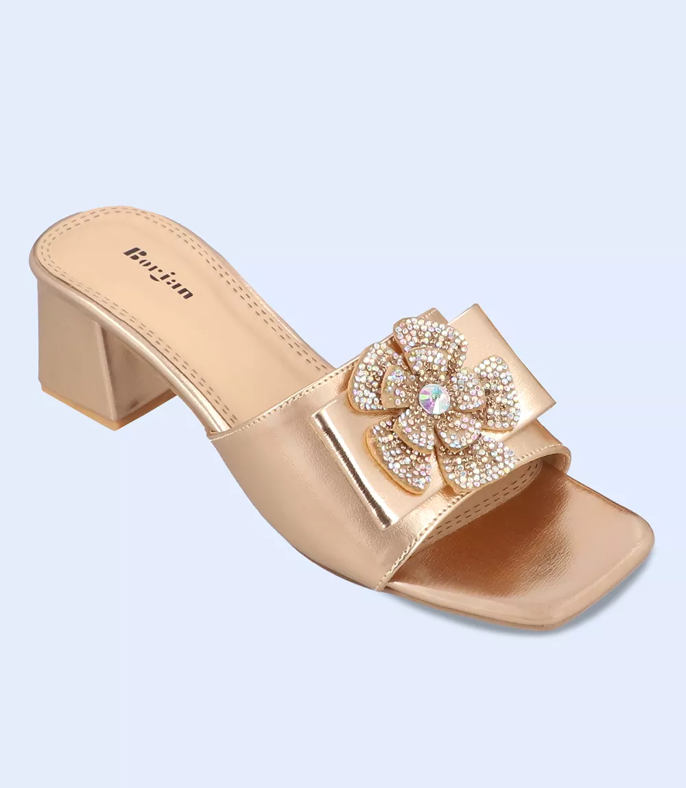 BW8694-GOLDEN-Women Formal Slipper Heels can be rewritten as Golden Women's Formal Slipper Heels BW8694