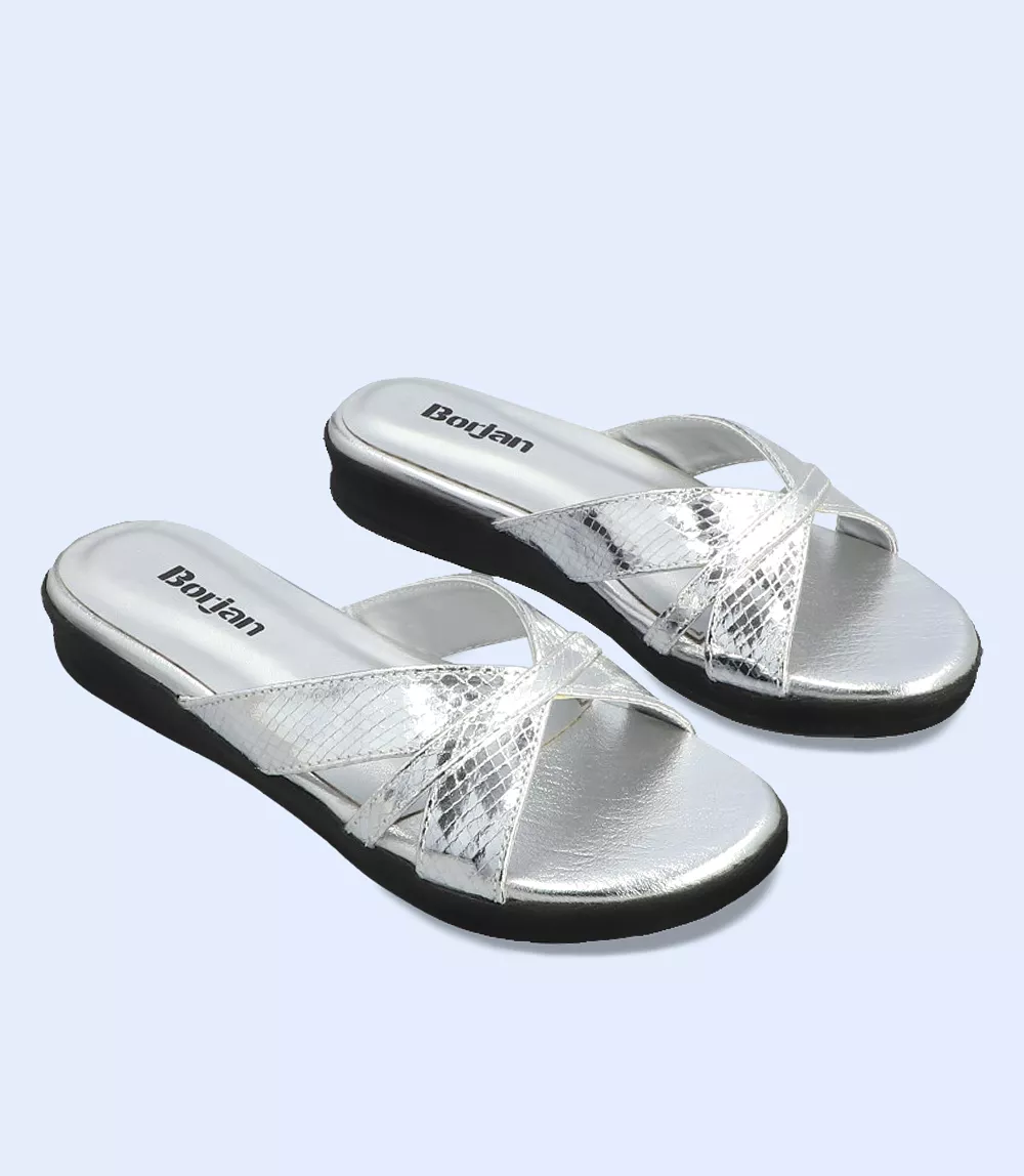 BW9196 Silver Women's Slip-On Casual Sandals