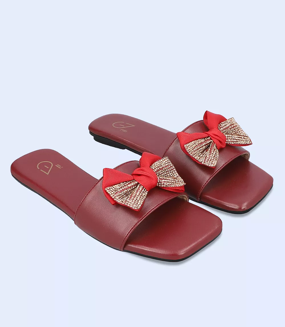 BW9493 Maroon Women's Slip-On Casual Slippers