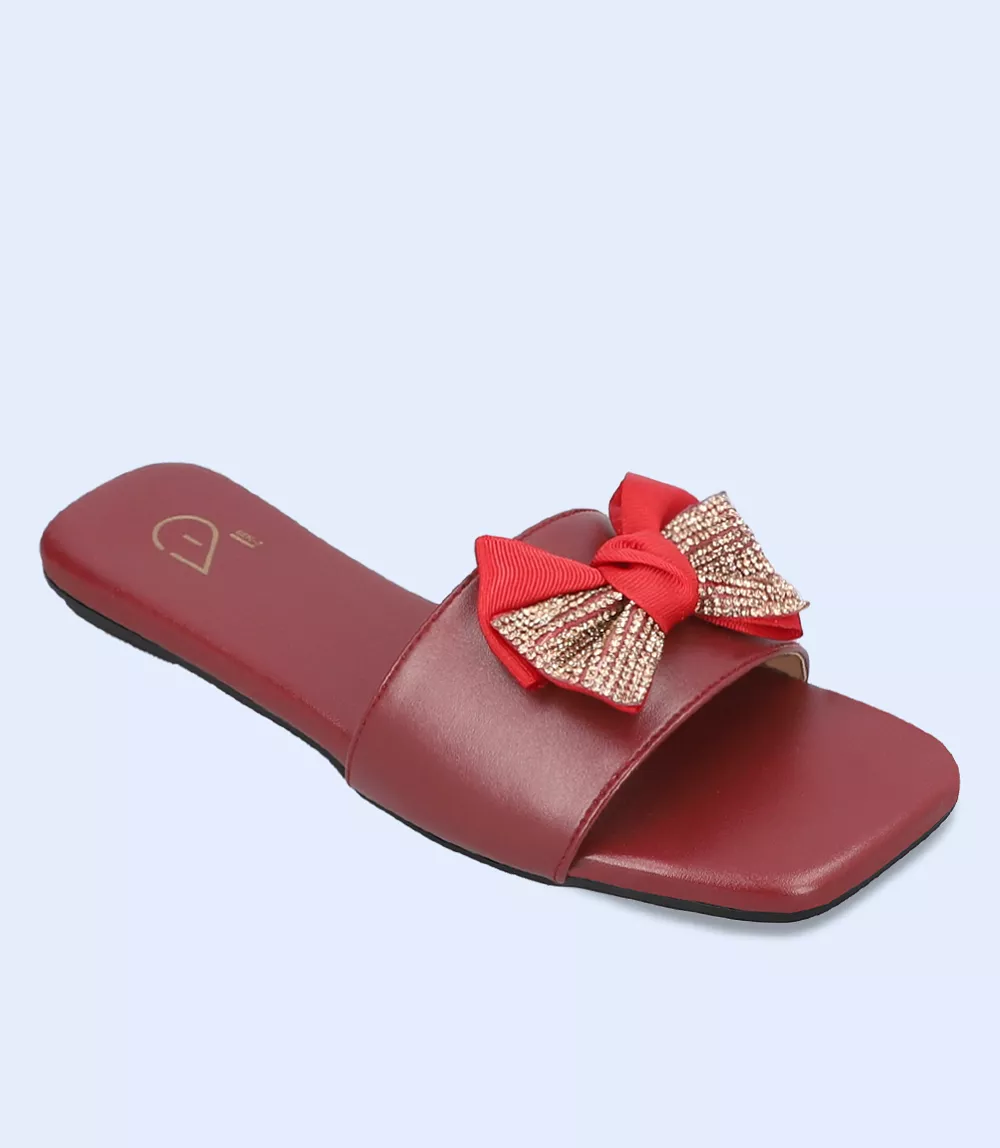 BW9493 Maroon Women's Slip-On Casual Slippers