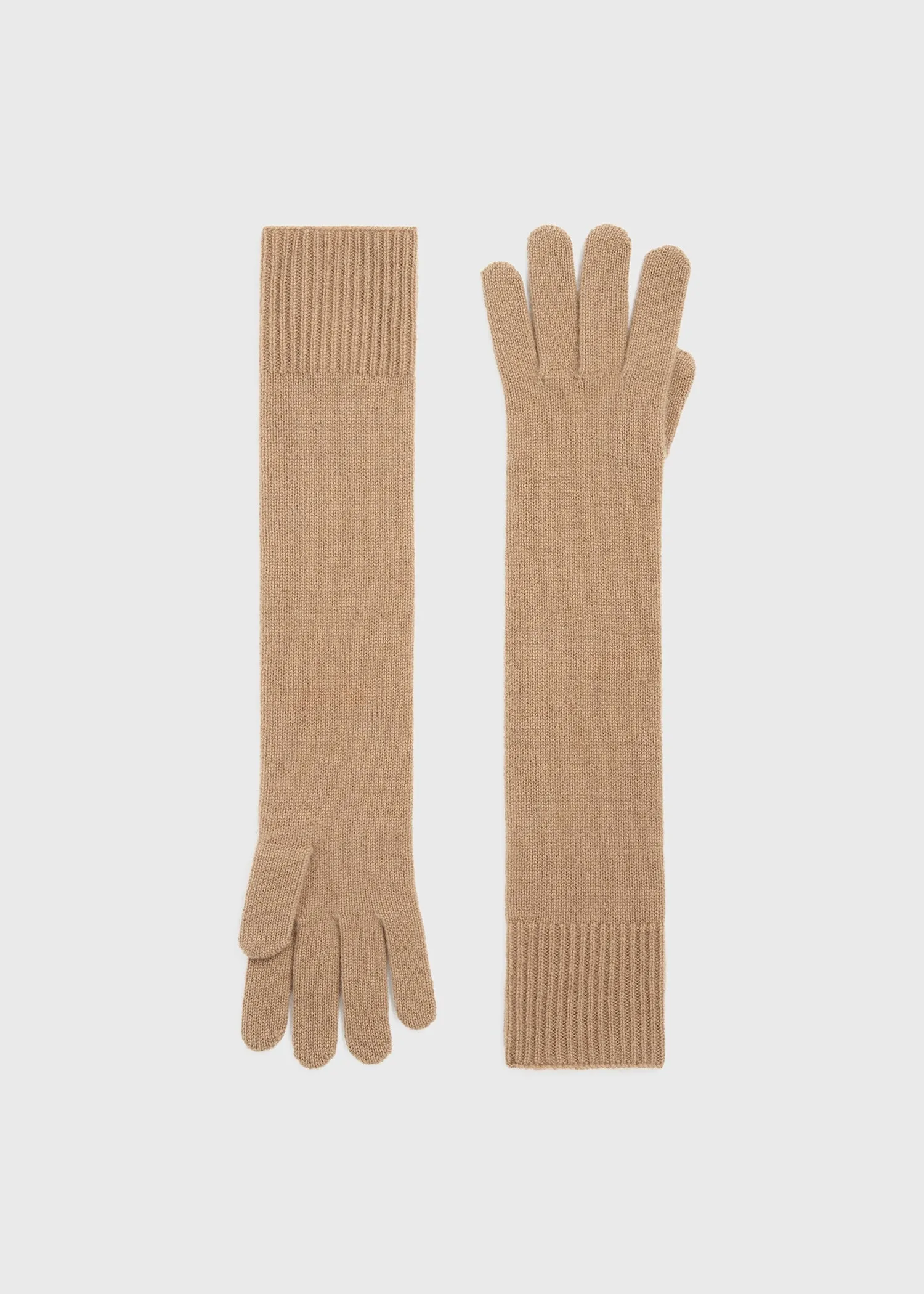 Camel Long Knit Gloves