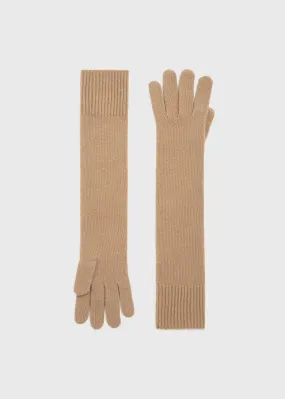 Camel Long Knit Gloves