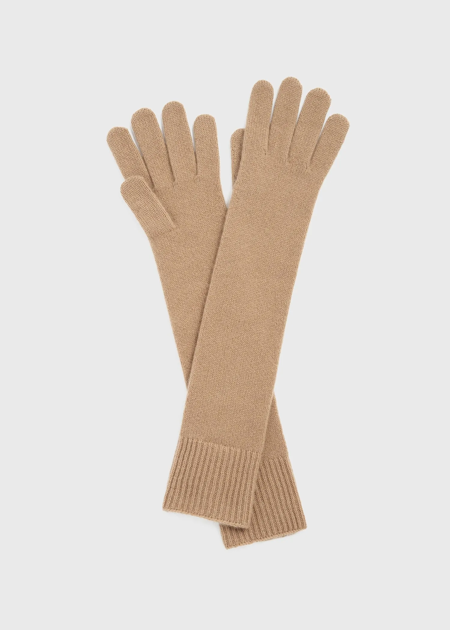 Camel Long Knit Gloves